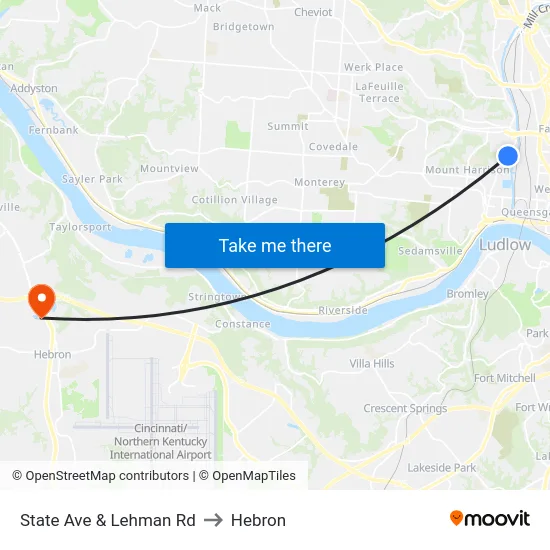 State Ave & Lehman Rd to Hebron map