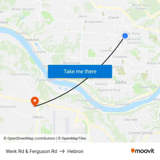 Werk Rd & Ferguson Rd to Hebron map