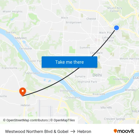 Westwood Northern Blvd & Gobel to Hebron map