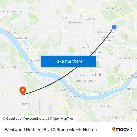 Westwood Northern Blvd & Brodbeck to Hebron map