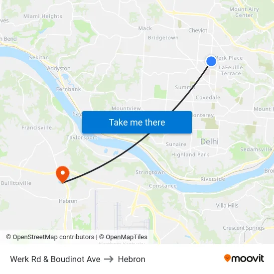 Werk Rd & Boudinot Ave to Hebron map