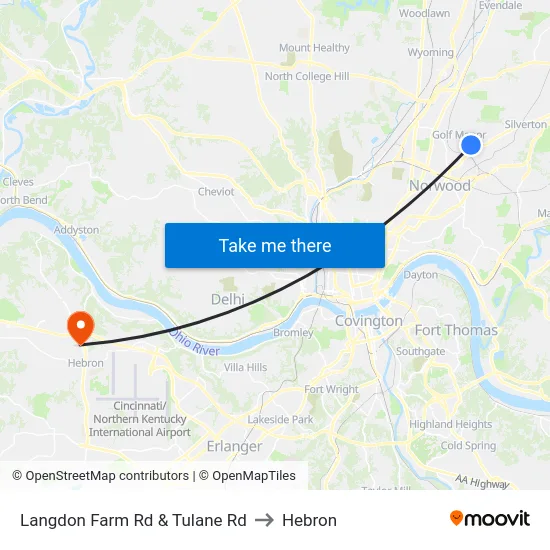 Langdon Farm Rd & Tulane Rd to Hebron map