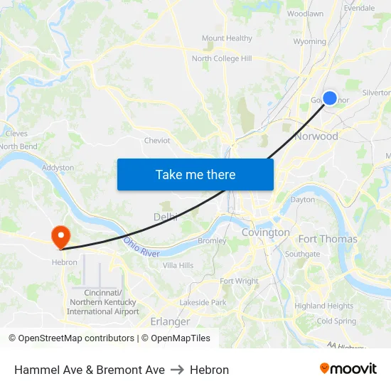 Hammel Ave & Bremont Ave to Hebron map