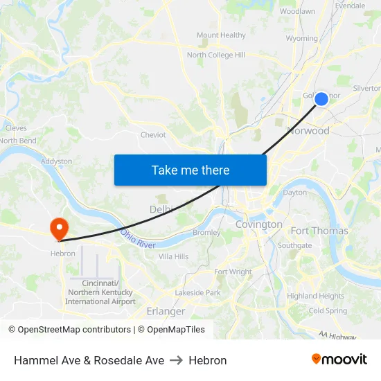 Hammel Ave & Rosedale Ave to Hebron map