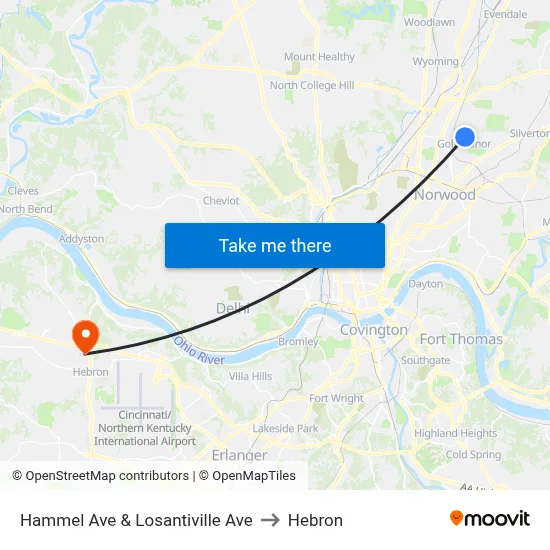 Hammel Ave & Losantiville Ave to Hebron map