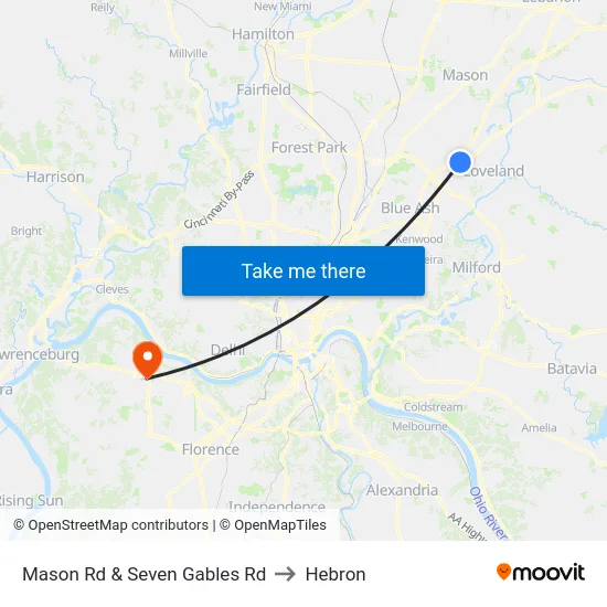Mason Rd & Seven Gables Rd to Hebron map
