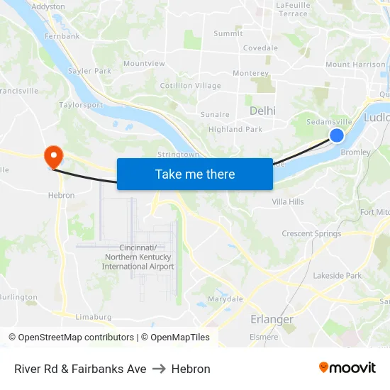 River Rd & Fairbanks Ave to Hebron map