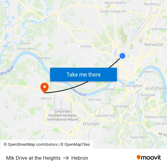 Mlk Drive at the Heights to Hebron map