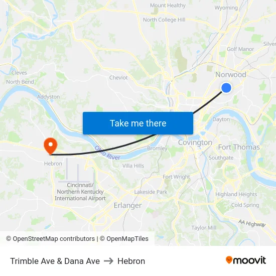 Trimble Ave & Dana Ave to Hebron map