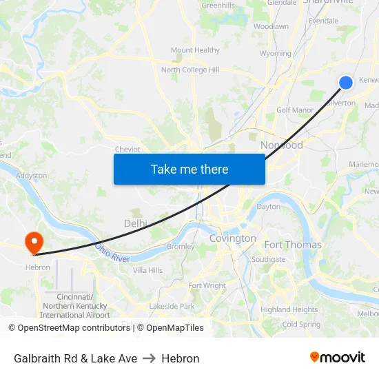 Galbraith Rd & Lake Ave to Hebron map