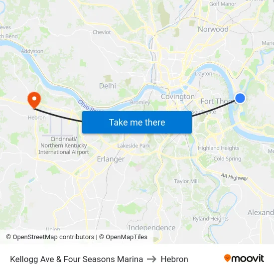 Kellogg Ave & Four Seasons Marina to Hebron map