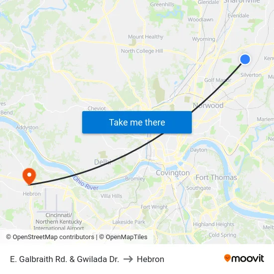 E. Galbraith Rd. & Gwilada Dr. to Hebron map