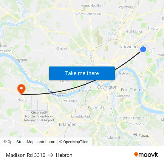 Madison Rd 3310 to Hebron map