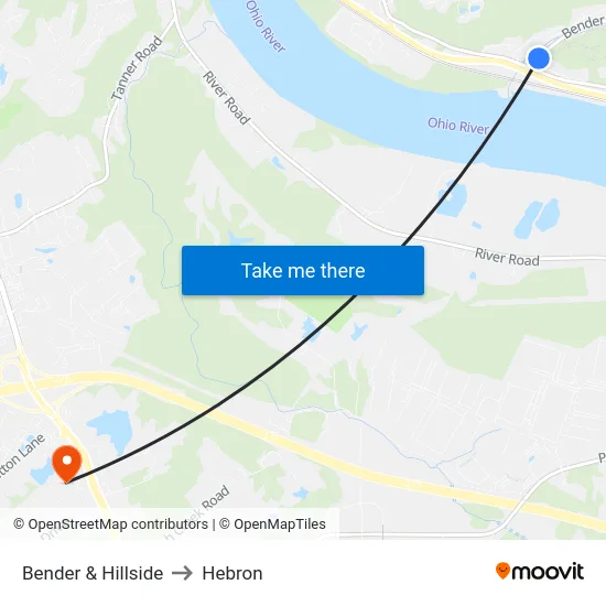 Bender & Hillside to Hebron map