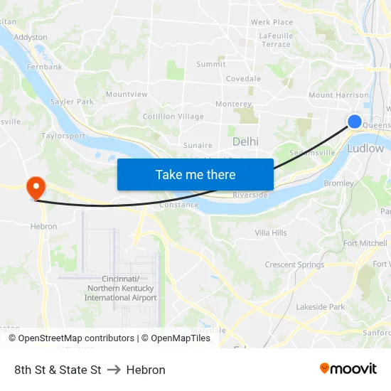 8th St & State St to Hebron map