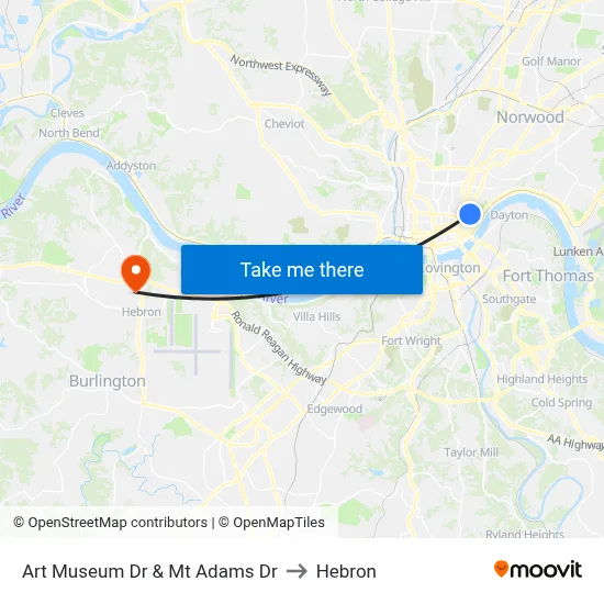 Art Museum Dr & Mt Adams Dr to Hebron map