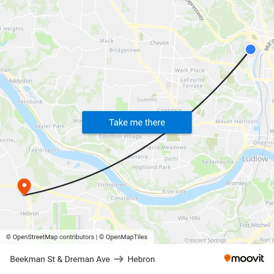 Beekman St & Dreman Ave to Hebron map