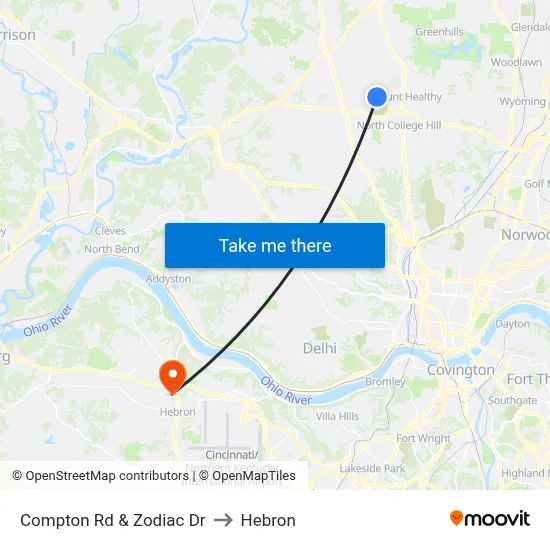 Compton Rd & Zodiac Dr to Hebron map
