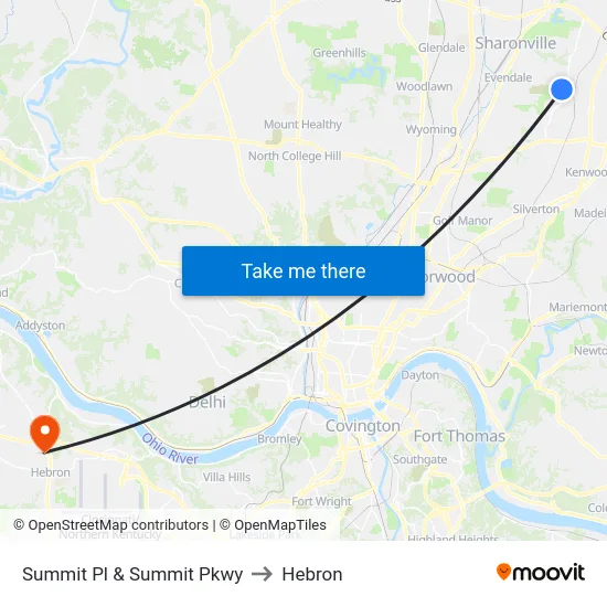 Summit Pl & Summit Pkwy to Hebron map