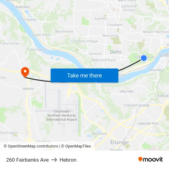 260 Fairbanks Ave to Hebron map