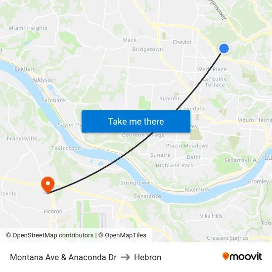 Montana Ave & Anaconda Dr to Hebron map