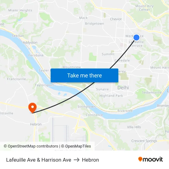 Lafeuille Ave & Harrison Ave to Hebron map