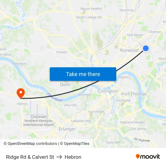 Ridge Rd & Calvert St to Hebron map