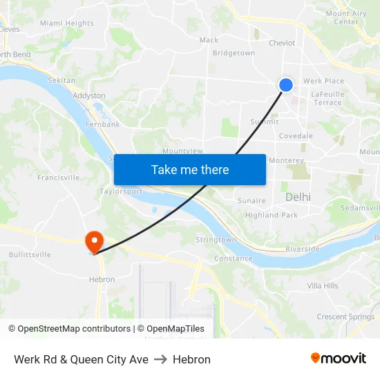 Werk Rd & Queen City Ave to Hebron map