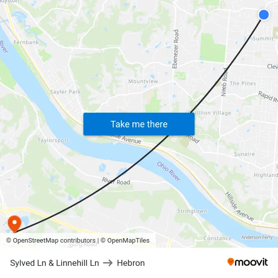Sylved Ln & Linnehill Ln to Hebron map
