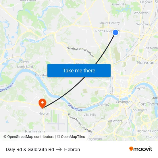 Daly Rd & Galbraith Rd to Hebron map