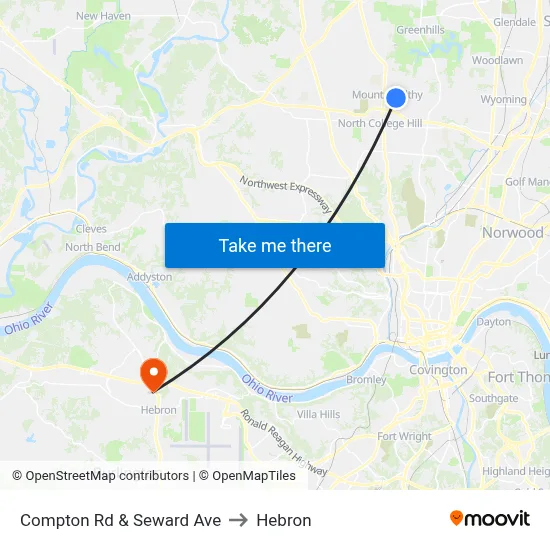Compton Rd & Seward Ave to Hebron map