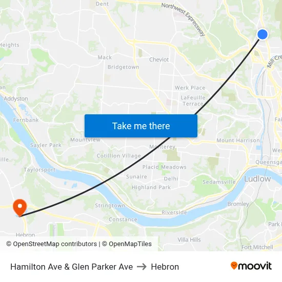 Hamilton Ave & Glen Parker Ave to Hebron map