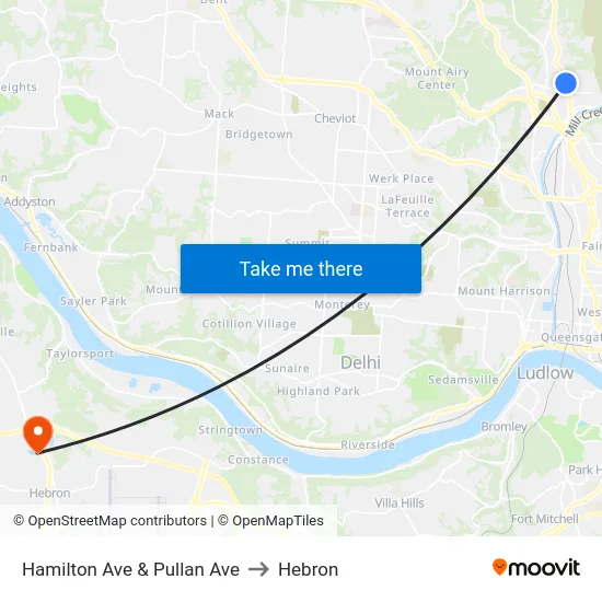 Hamilton Ave & Pullan Ave to Hebron map