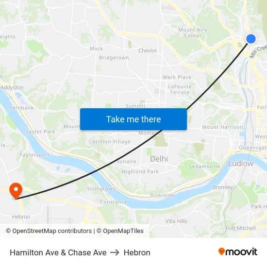 Hamilton Ave & Chase Ave to Hebron map