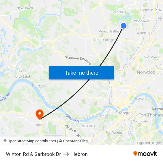 Winton Rd & Sarbrook Dr to Hebron map