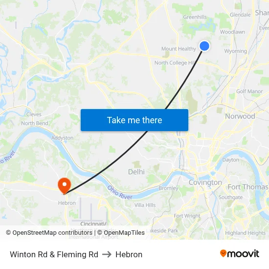 Winton Rd & Fleming Rd to Hebron map