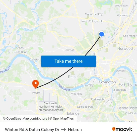 Winton Rd & Dutch Colony Dr to Hebron map
