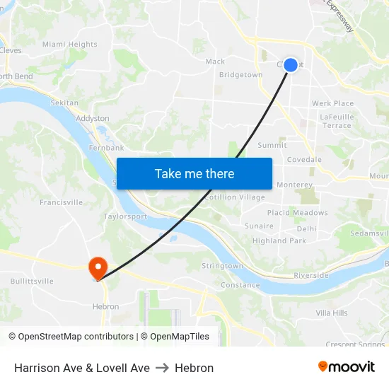 Harrison Ave & Lovell Ave to Hebron map