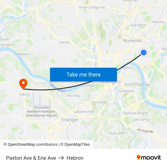 Paxton Ave & Erie Ave to Hebron map