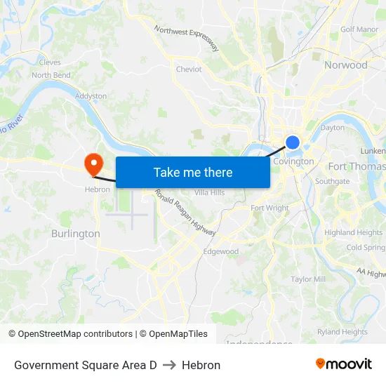 Government Square Area D to Hebron map