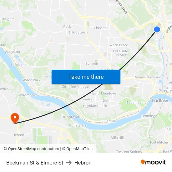 Beekman St & Elmore St to Hebron map