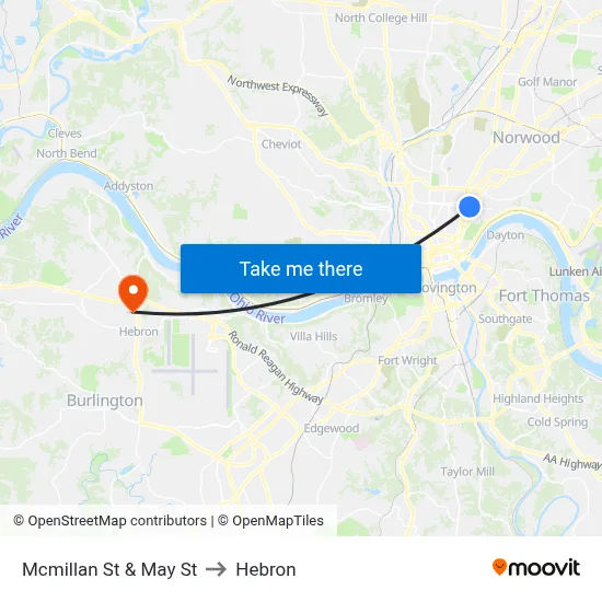 Mcmillan St & May St to Hebron map