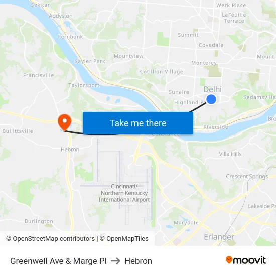 Greenwell Ave & Marge Pl to Hebron map