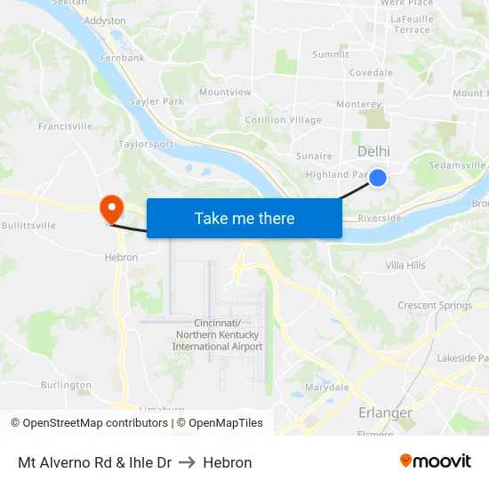 Mt Alverno Rd & Ihle Dr to Hebron map