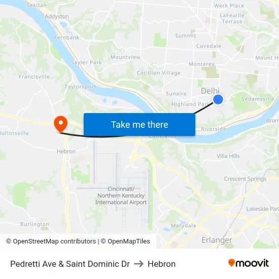 Pedretti Ave & Saint Dominic Dr to Hebron map