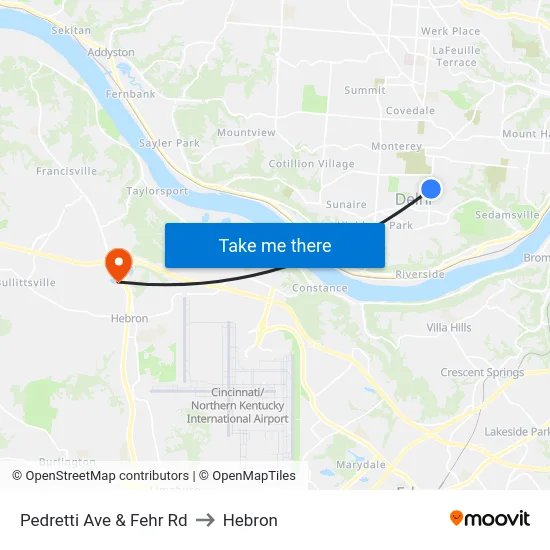 Pedretti Ave & Fehr Rd to Hebron map