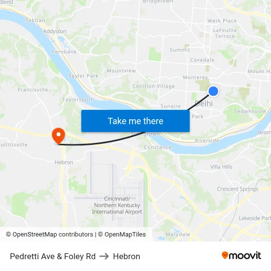 Pedretti Ave & Foley Rd to Hebron map