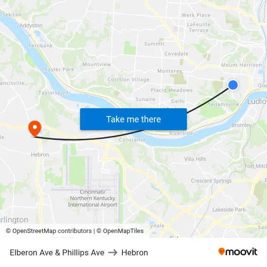 Elberon Ave & Phillips Ave to Hebron map