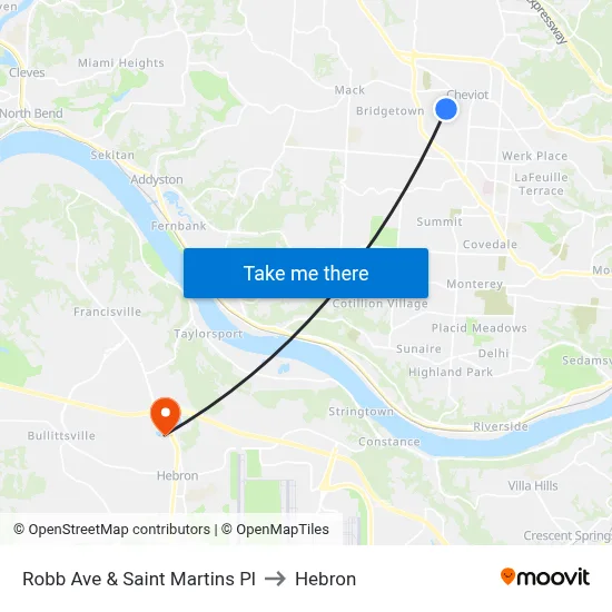Robb Ave & Saint Martins Pl to Hebron map