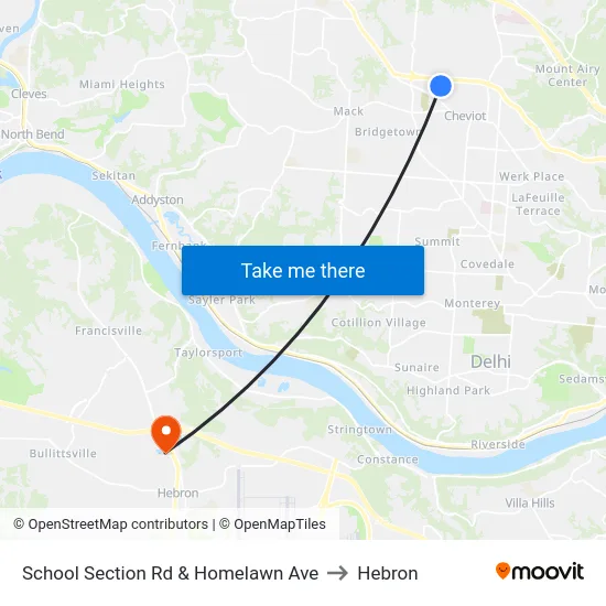 School Section Rd & Homelawn Ave to Hebron map